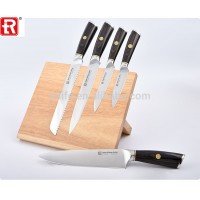 2018 professional custom pakka wood kitchen knife set with magnetic knife stand